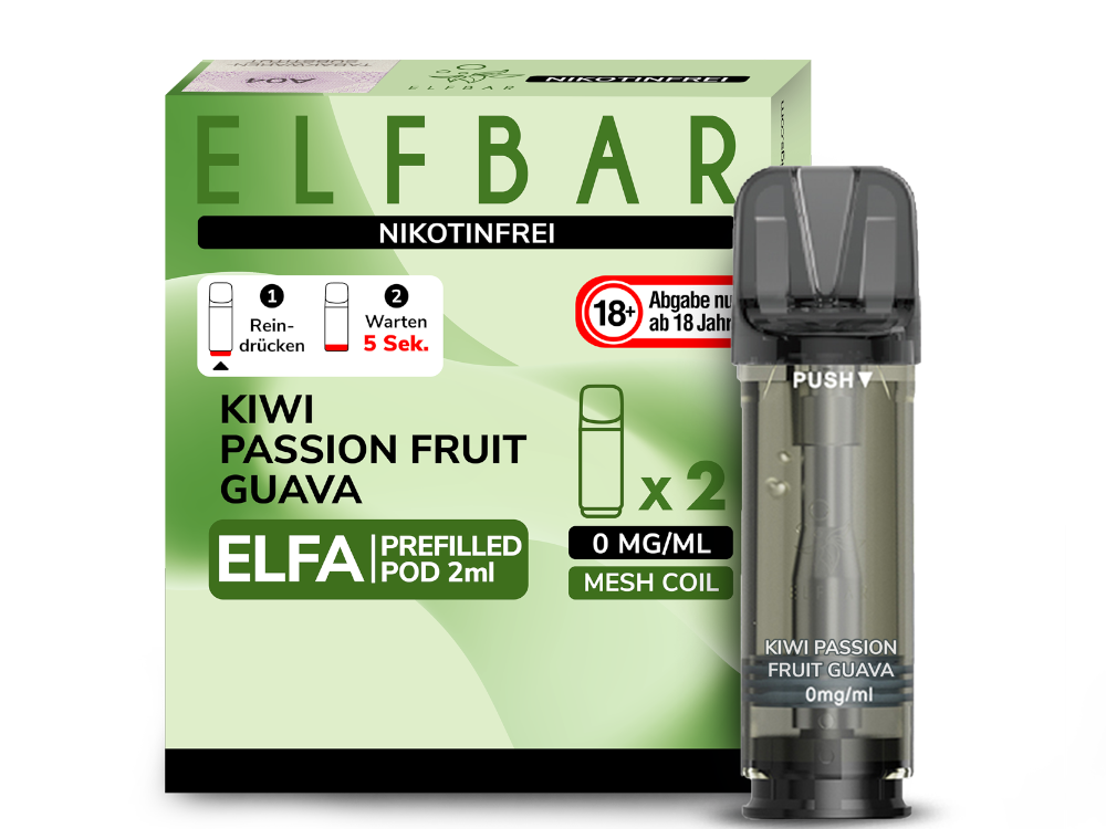 Elfbar Elfa Pod Kiwi Passion Fruit Guava 0mg